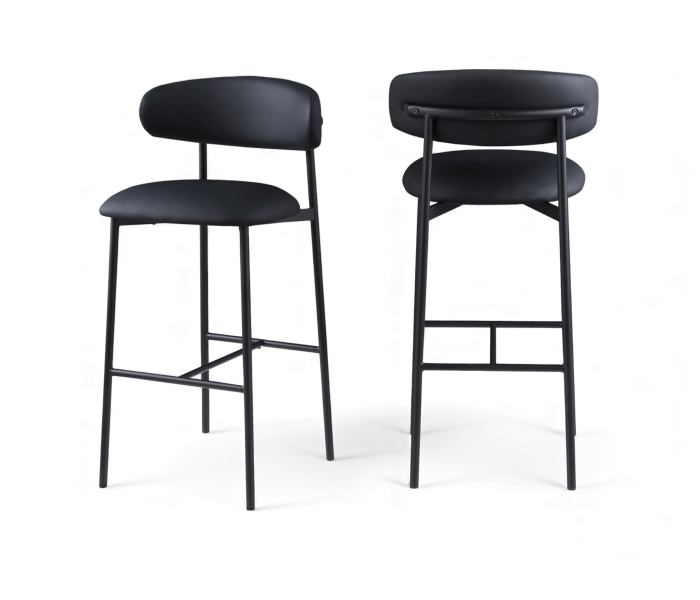 Lupita - Vegan Leather Upholstered Bar Stool (Set of 2) - Black / Matte - Black