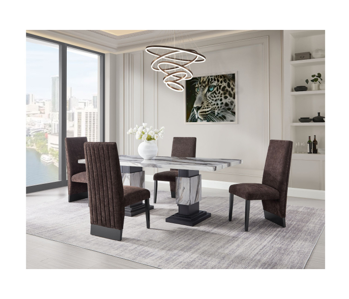 5 Piece Dining Room Set (Dining Table And 4 Dining Chairs) - Black / Brown /