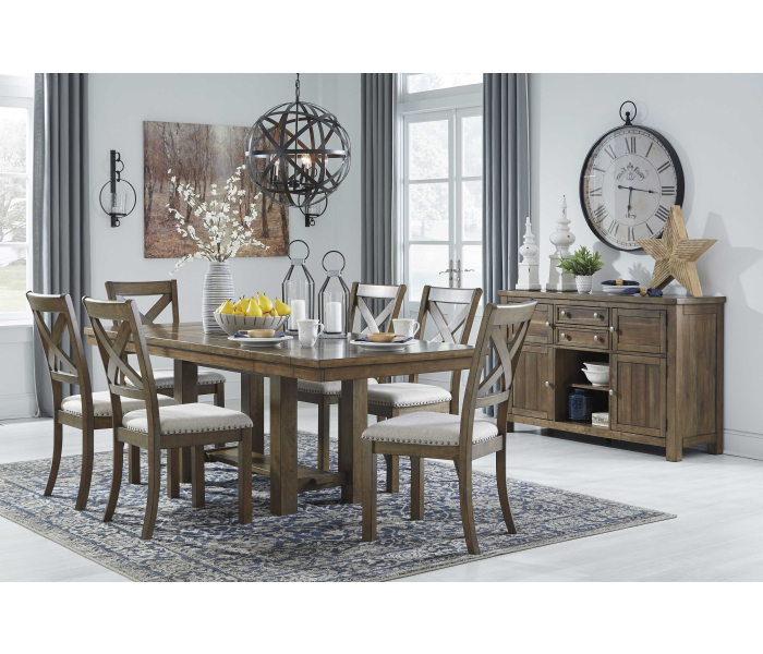 Moriville - Dark Gray - 8 Pc. - Extension Table, 6 Side Chairs, Server