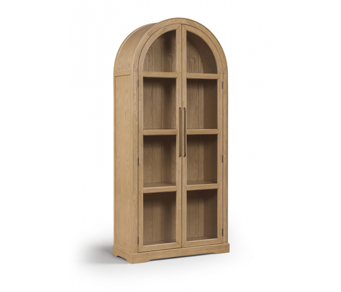 Corva - Solid Wood, Oak Veneer And Stainless Steel Storage Cabinet - Natural - Light Brown