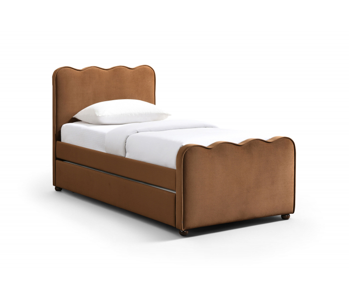 Gatsby - Upholstered Twin Trundle Bed - Saddle - Dark Brown