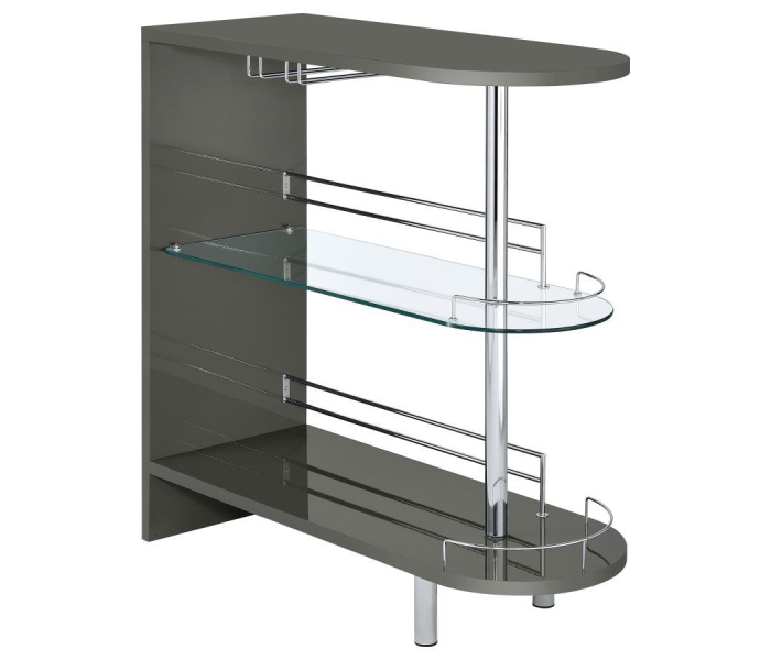 Adolfo - Rectangular 2-Tier Home Bar Table - Gray High Gloss