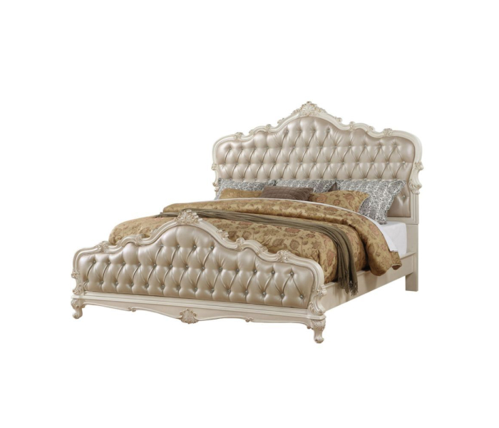 Chantelle - California King Bed - Rose Gold PU & Pearl