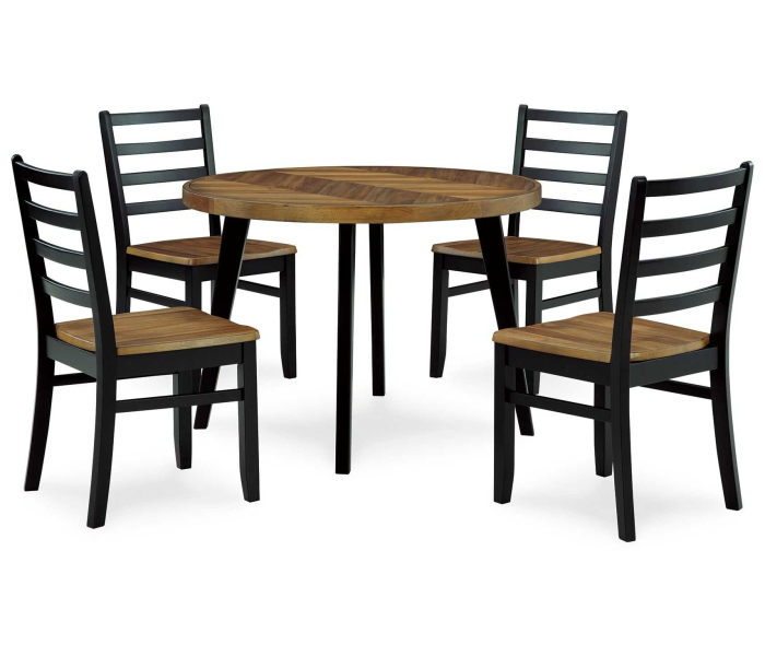 Blondon Dining Table And 4 Chairs (Set of 5) - Dark Brown