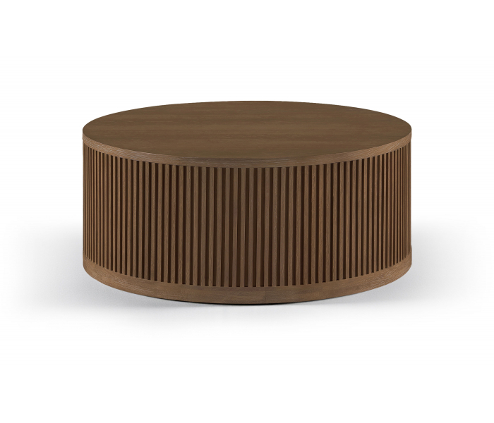 Madera - Oak Veneer And Solid Wood With Caster Wheels Coffee Table - Brown Walnut - Dark Brown, 36"