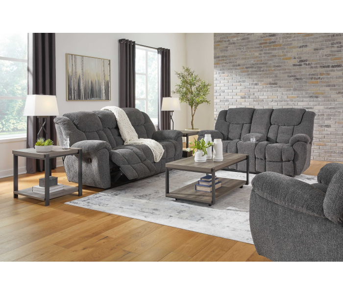 Foreside - Charcoal - 3 Pc. - Reclining Sofa, Reclining Loveseat With Console, Rocker Recliner
