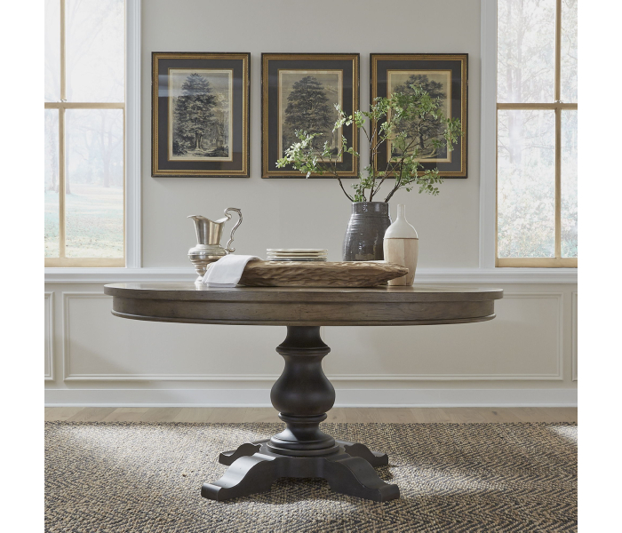 615-dr-oped - Cozyliving Furniture  - Americana Farmhouse - Pedestal Table - Dark Brown, 60"