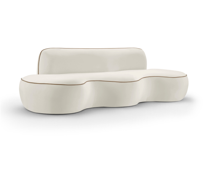 Swerve - Velvet 101" Upholstered Sofa - Cream - White, 101"