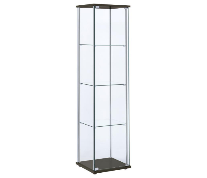 Bellatrix - 4-Shelf Clear Glass Curio Cabinet - Cappuccino