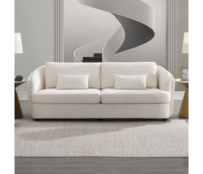 Mariko - Sofa With 2 Pillows - Beige Linen, 84"