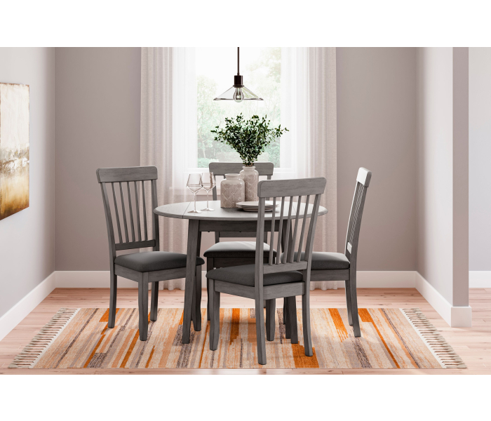 Shullden - Gray - 5 Pc. - Drop Leaf Table, 4 Side Chairs