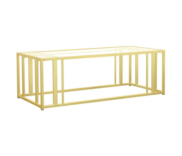 Adri - Rectangular Glass Top Coffee Table - Matte Brass, 54"