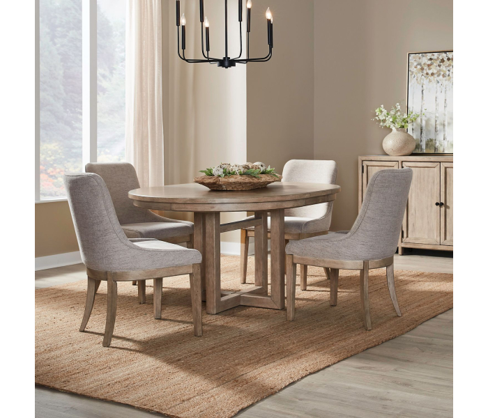Proximity Place - 5 Piece Pedestal Table Set (Upholstered Side Chairs)