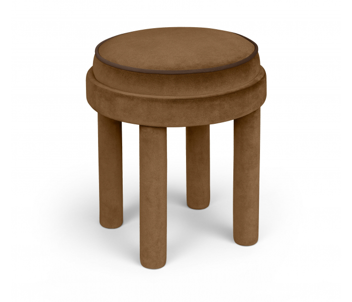 Velin - Velvet Ottoman / Stool - Saddle - Light Brown