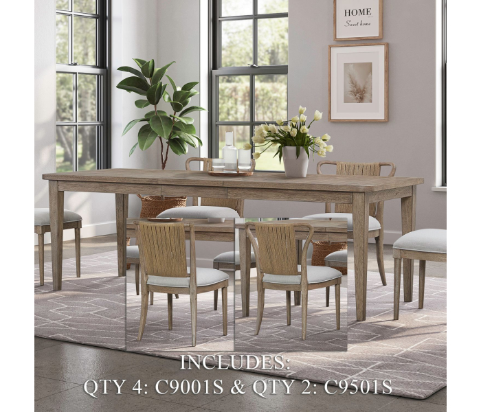Sheridan Pointe - Alt 7 Piece Rectangular Table Set - Vintage Natural - Light Brown