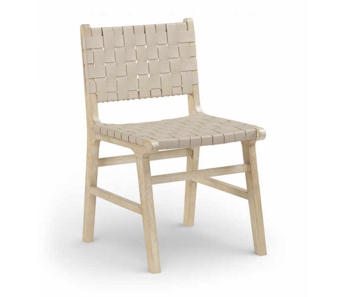 Entwine - Vegan Leather Upholstered Dining Chair - Beige / Painted Natural