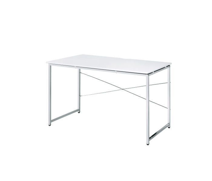 Tennos - Writing Desk - White & Chrome Finish