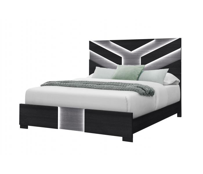 Optimus - King Bed With LED - Black