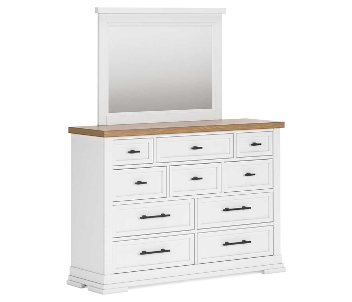 Ashbryn - White / Natural - Dresser And Mirror, 63.75" Wide