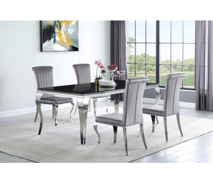Carone - 5 Piece Rectangular Glass Dining Set - Chrome And