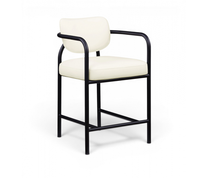 Serava - Vegan Leather Upholstered Counter Stool - Cream - White