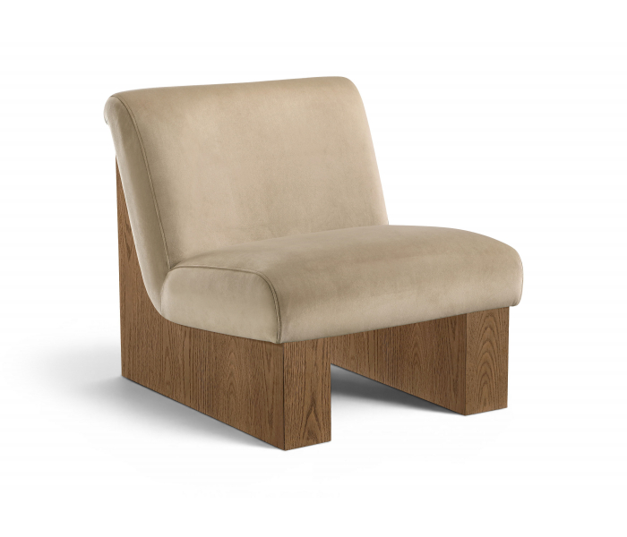 Vantage - Velvet Performance Fabric Upholstered Accent Chair - Beige / Brown