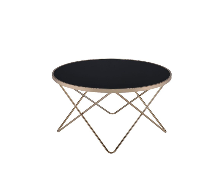 Valora - Coffee Table - Black Glass & Champagne - Black, 34"