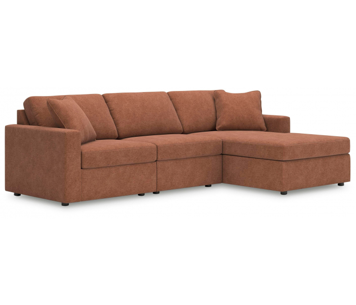 Modmax 3-Piece Sectional Sofa With RAF Corner Storage Chaise Spice, 109"