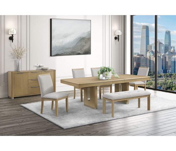 D1248 - 6 Piece Dining Room Set (D1248 Dining Table, 4 D1248 Dining Chairs And Bench) - Natural - Light Brown