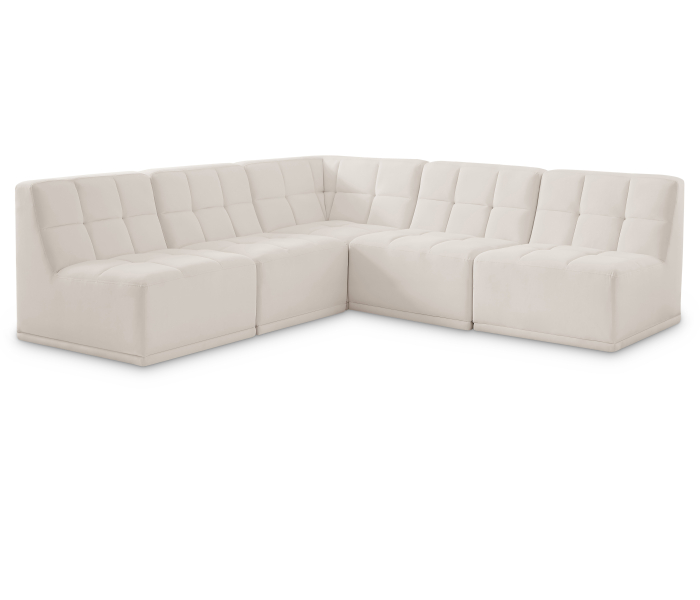 Relax - 5 Piece Modular Corner Armless Sectional - Cream, 94"