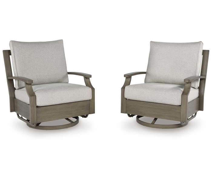 Rainier Ranch - Brown / Beige - Swivel Glider Chair With Cushion