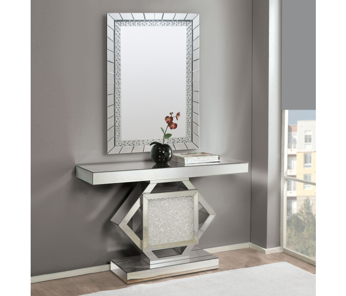 Nowles - Accent Table - Mirrored & Faux Stones - 31", 47"