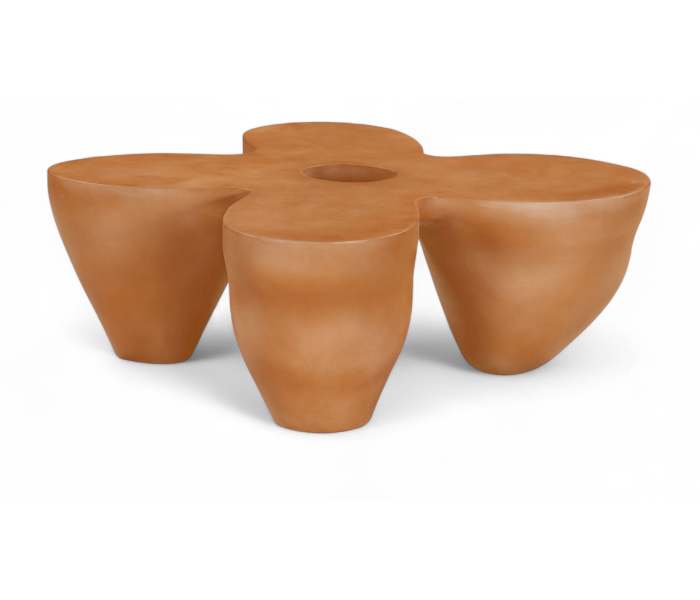 Fiore - Concrete Coffee Table - Terracotta - Orange, 40.25"
