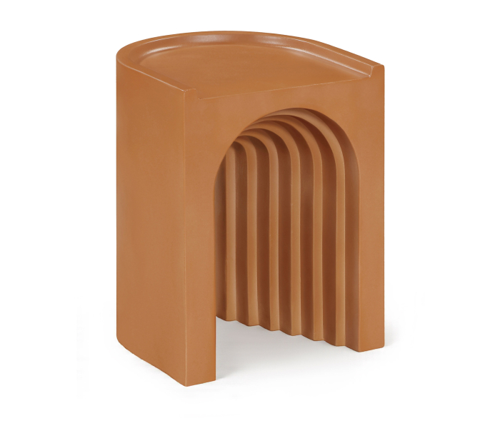 Avenda - Concrete End Table - Terracotta - Orange, 14.25"
