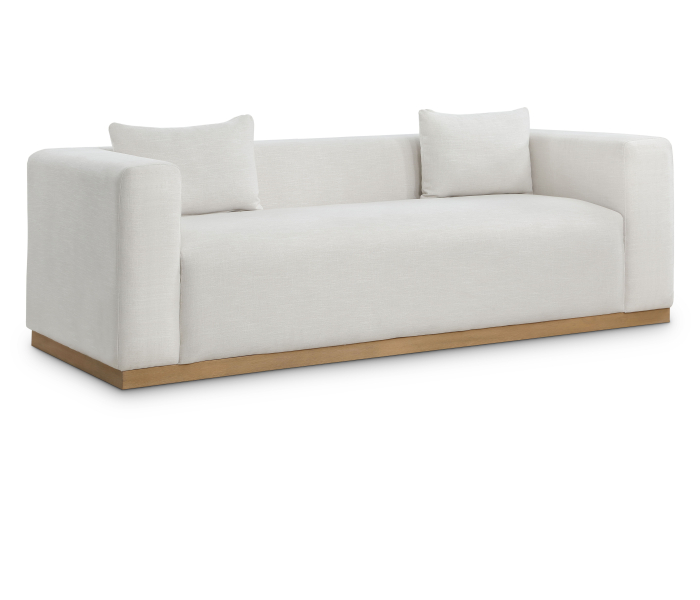 Alfie - Linen Textured Fabic Sofa - Cream, 90.5"