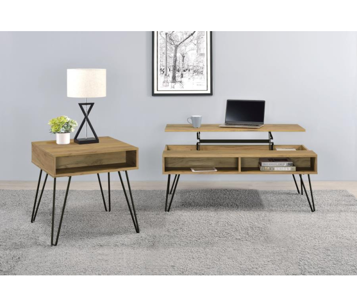 Fanning - 2 Piece Lift Top Coffee And End Table Set - Golden Oak