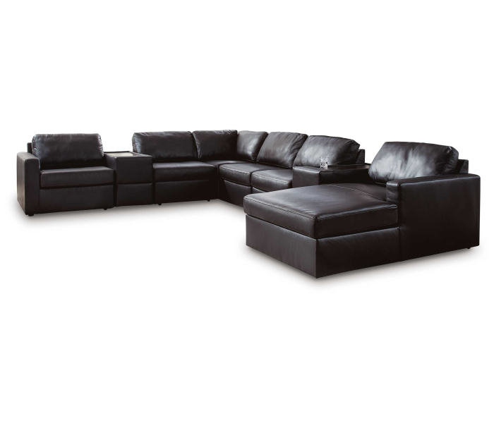CozyMax II 8-Piece Sectional With RAF Corner Chaise And Storage Consoles Black, 125"