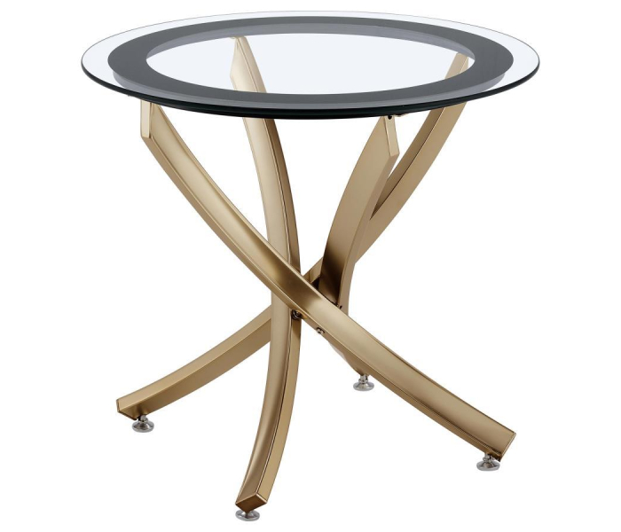 Brooke - Round Glass Top Side End Table Metal Base - Brass - Gold, 23.5"