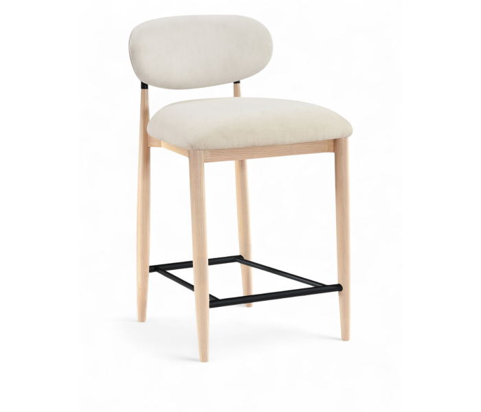 Riccio - Upholstered Stool - Cream - White