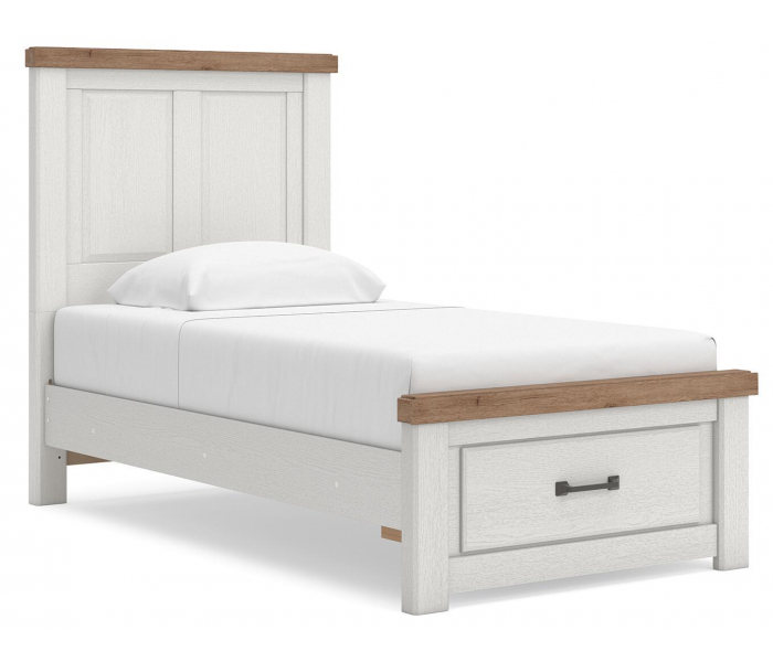 Savonport Panel Storage Bed With Storage Footboard White / Brown