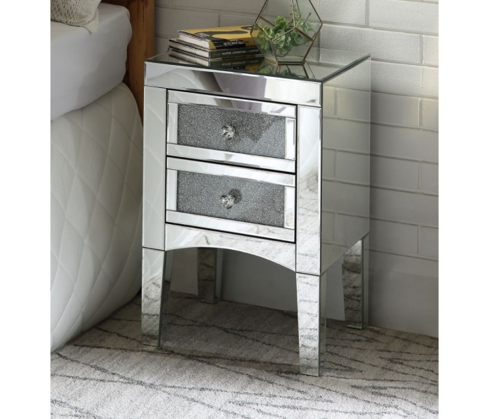 Nowles - Accent Table - Mirrored & Faux Stones - 24", 16"