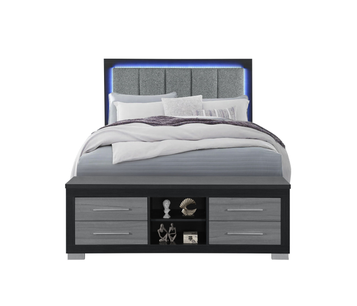 Emma - Queen Bed With LED And USB - Black /