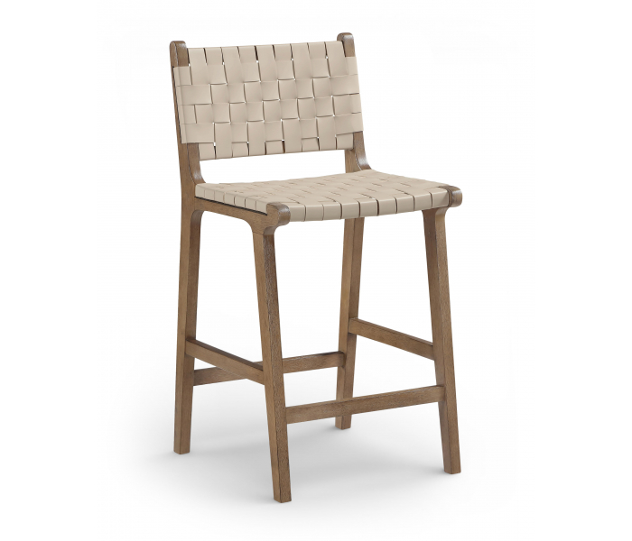 Entwine - Vegan Leather Upholstered Counter Stool - Beige / Painted Brown - Beige