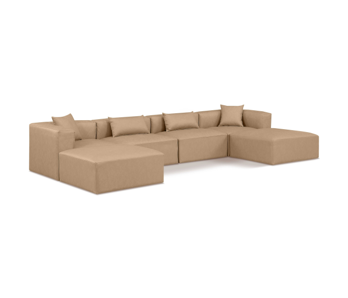 Cube - 6 Piece Modular Double Chaise Sectional - Tan, 144"