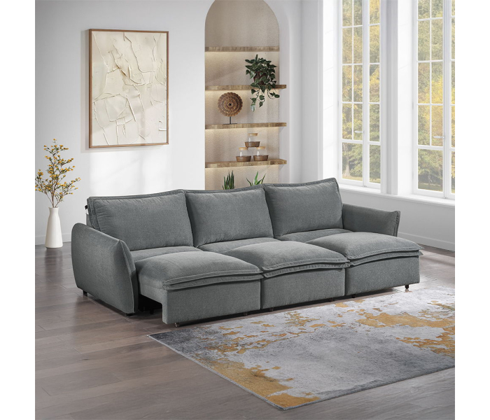 Eaden - Power Sofa With Sleeper - Gray Chenille - Dark Gray, 119"