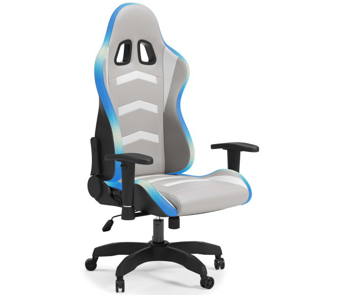 Lynxtyn - White / Gray - Home Office Swivel Desk Chair