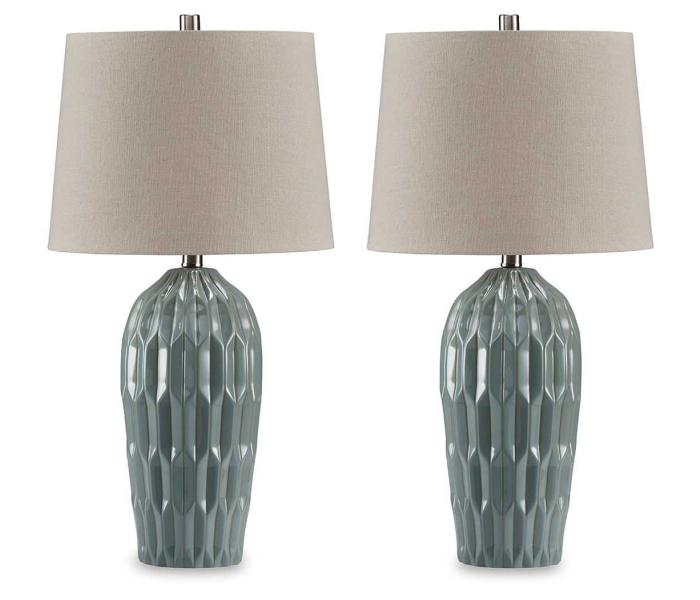 Hadbury - Pale Blue / Teal - Ceramic Table Lamp (Set of 2)