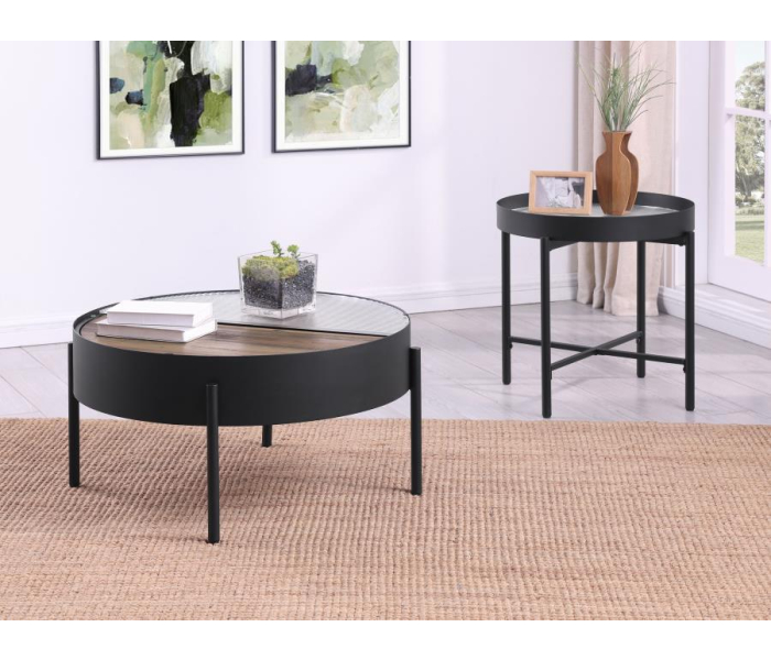 Ozella - 2 Piece Round Coffee And End Table Set - Sandy