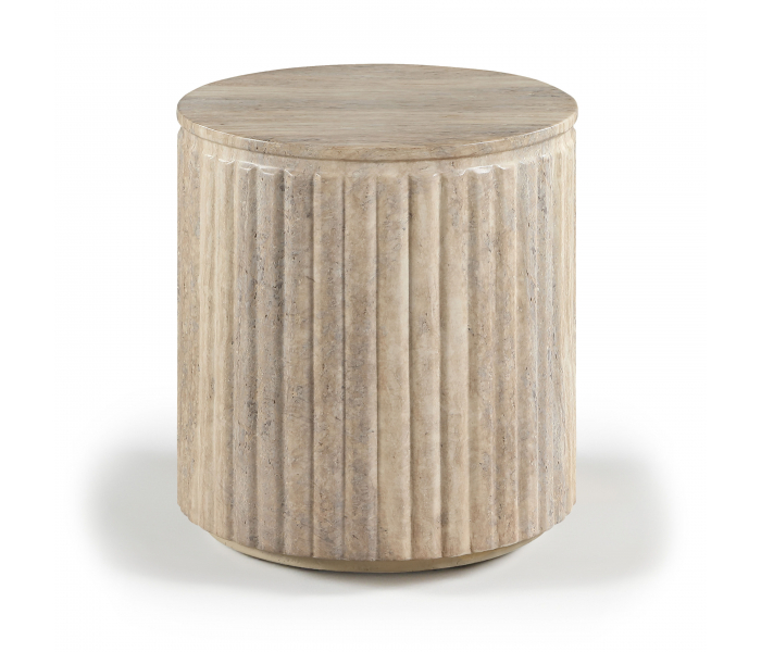 Catania - Concrete Indoor/Outdoor End Table - Travertine - Beige, 18"
