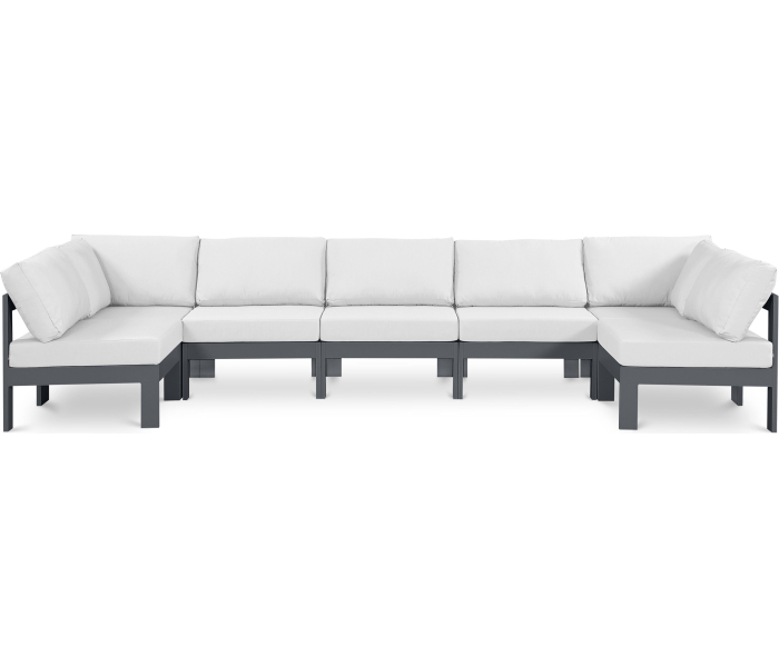 Nizuc - Outdoor Patio 7 Piece Modular Sectional With Gray Frame, 150"
